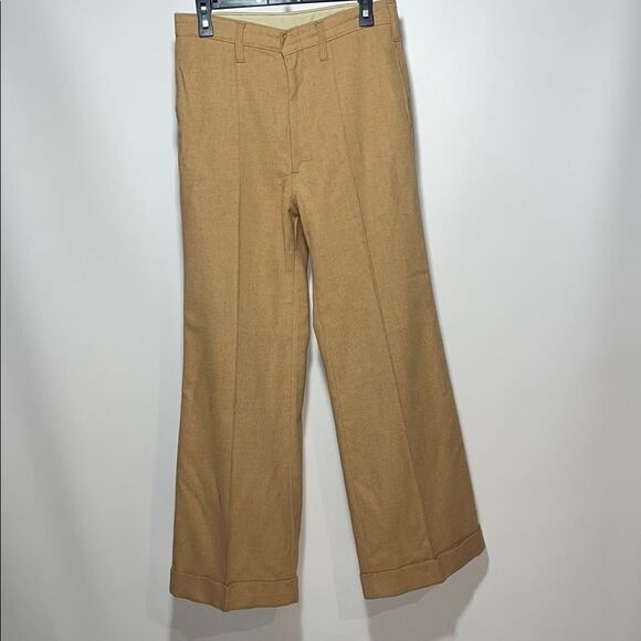 Vintage Tan Chinos with Relaxed Fit and Wide-Leg Design - Picture 1 of 10